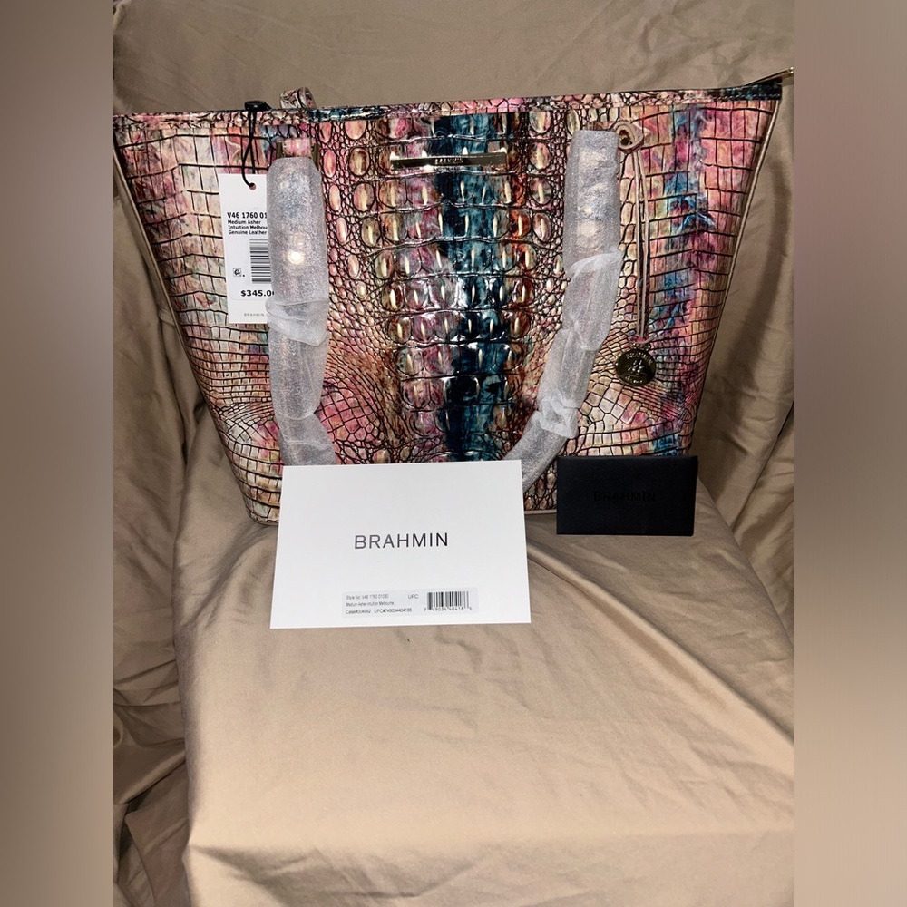 Brahmin Multicolor Croc-Embossed Tote